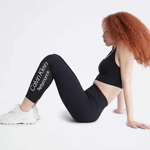 🏃 Calvin Klein Performance Black Athletic Active Stretch Leggings Medium NWOT - Picture 1 of 6